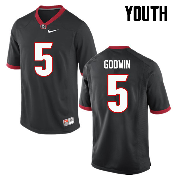 Youth Georgia Bulldogs #5 Terry Godwin College Football Jerseys-Black - Click Image to Close